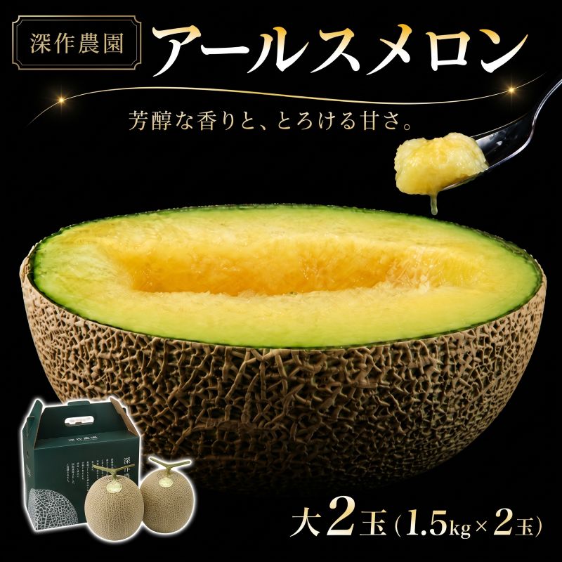 【ふるさと納税】 【2026年発送】 アールスメロン 大 2玉 (1.5kg×2玉) 茨城 鉾田 メロン めろん 2個 meron melon 贈答 ギフト 贈り物 青肉 フルーツ 果物 産地直送 プレゼント 国産 深作農園