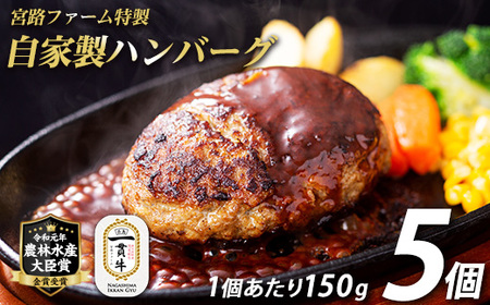 宮路ファームの自家製ハンバーグ5個 f-miyaji-1209-5