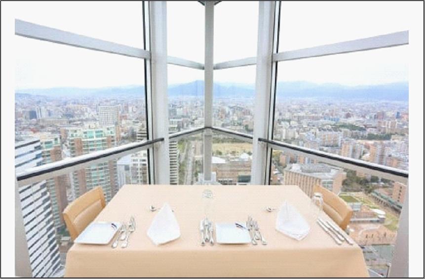 天空ランチコース（展望券込）　2名分　【福岡タワー内展望レストランにて優雅なひとときを】
