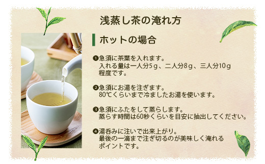 【2026年5月以降発送】浅蒸し煎茶(100g×1袋)【若蒸し煎茶】【合計100g】X0-17【配送不可地域：離島】