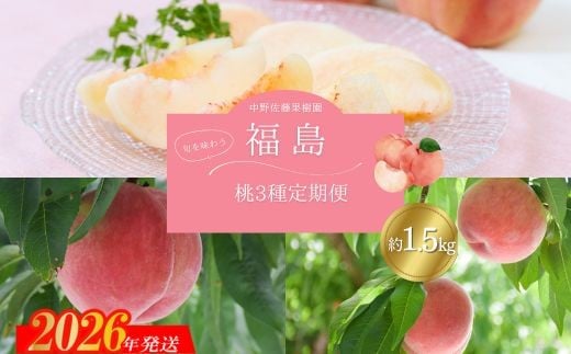 
            No.2969中野/佐藤果樹園 福島の桃３種定期便 各約1.5kg【2026年発送 先行予約】
          