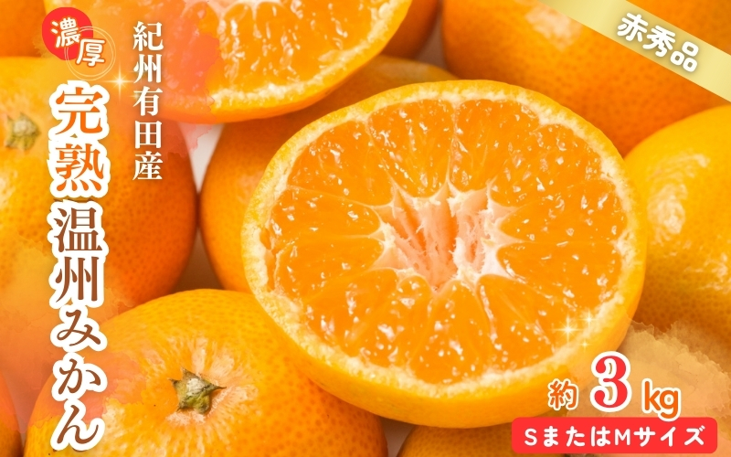 【先行予約受付　有田ミカン】紀州有田産　濃厚完熟温州みかん　3kg（ＭサイズまたはＳサイズ）※2026年11月下旬～2027年1月下旬頃に順次発送予定(お届け日指定不可)【uot713】