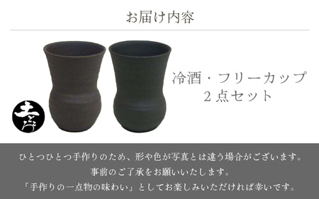  越前焼のふるさと越前町からお届け！土ごころ 冷酒・フリーカップ 2点セット 光窯 越前焼 越前焼き 【ビール 酒 コップ カップ マグカップ 食器 ギフト うつわ 電子レンジ 食洗機 工芸品 現代の