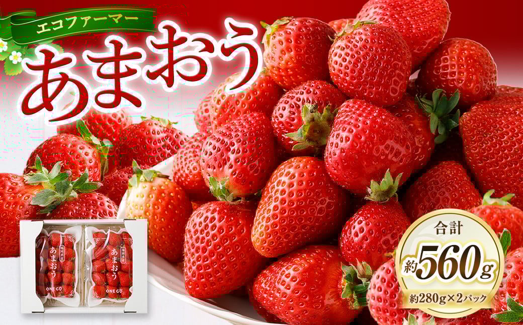 【2026年1月発送】 エコファーマー あまおう 約280g×2パック 計560g / いちご 苺 イチゴ ベリー 果物 フルーツ お取り寄せ デザート おやつ