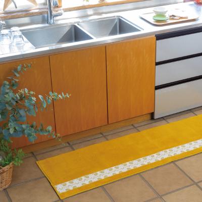 ふるさと納税 海南市 北欧フィンランドの「幸せを運ぶ鳥」小鳥柄のキッチンマット270cm　イエロー