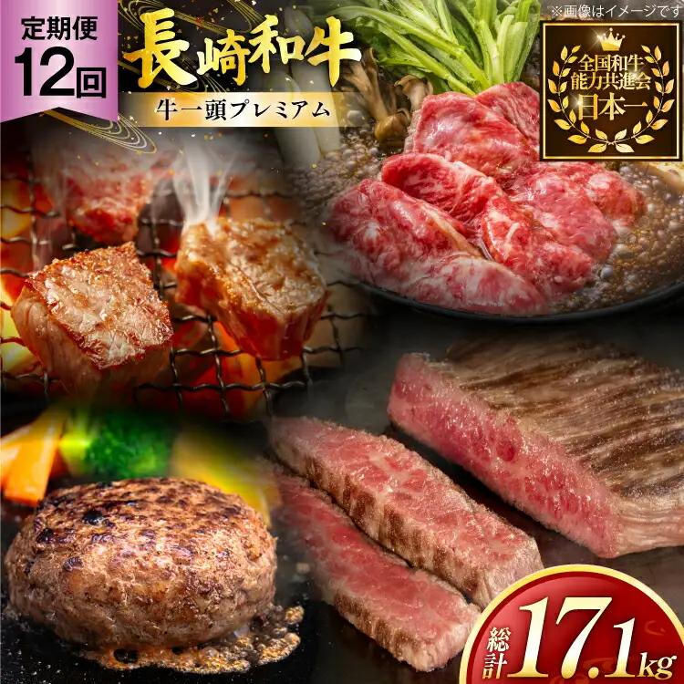 牛肉 和牛 牛一頭プレミアム定期便「長崎和牛をまるごと堪能」 12回 総計17.1kg
