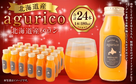 agurico 北海道産 メロン 180ml×24本 計4.32L メロンジュース ジュース デザート フルーツ 果物 北海道 浦臼町