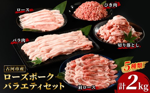 古河市産ローズポークバラエティセット2.0ｋｇ【全国銘柄食肉コンテストで最優秀賞を受賞】 | 肉 豚肉 ブランド 冷凍  BBQ 小分け 食べ比べ 食べくらべ ロース 肩ロース ひき肉 切り落とし セ