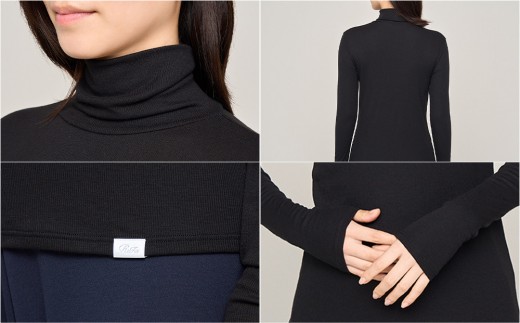 【ブラック LL】ReFa バイタルテック モイストリブ ハイネックロングスリーブインナー