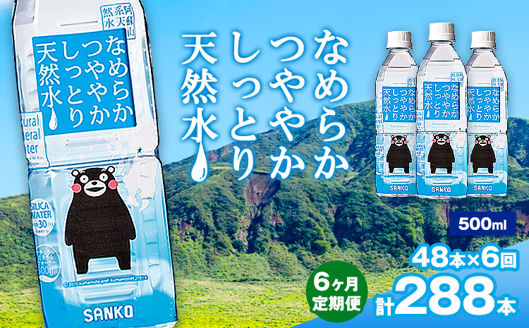 【6ヶ月定期便】なめらかつややかしっとり天然水 500ml 合計48本 24本×2ケース 6回 株式会社サンコー熊本営業所《お申し込みの翌月から出荷》天然水 軟水 鉱水 シリカ水 飲料水 ミネラルウォーター ペットボトル 熊本県 菊池市 送料無料