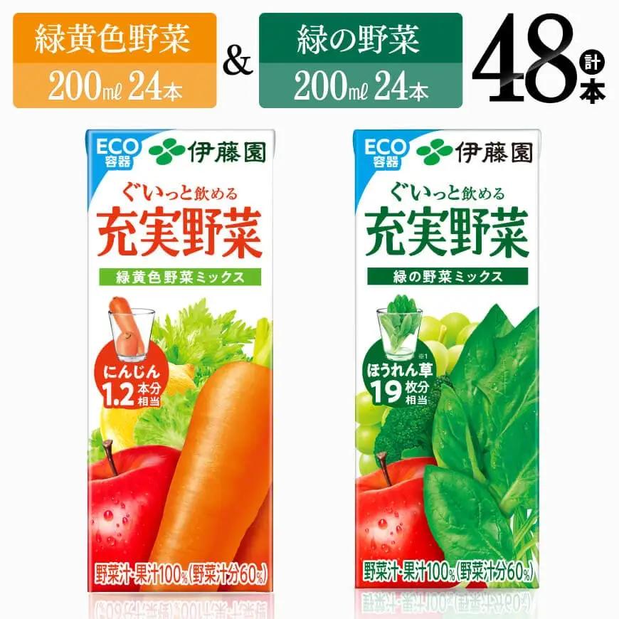 伊藤園 緑黄色野菜(紙)24本＋緑の野菜(紙)24本 【飲料類 野菜ジュース ミックス 緑の野菜 ジュース 野菜ジュース セット 詰め合わせ 飲みもの ジュース】