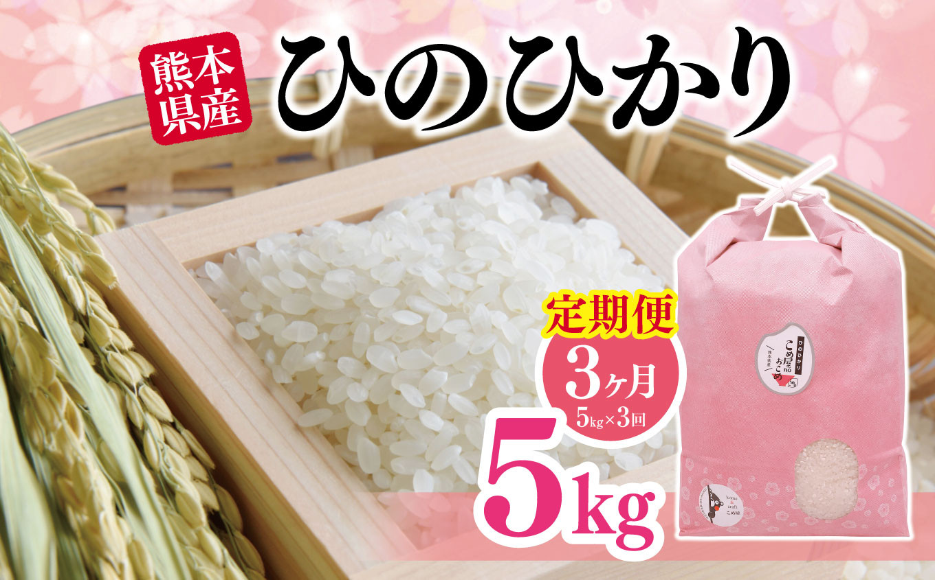 
            【定期便3回】熊本県産「ひのひかり」5kg | 熊本県 和水町 くまもと なごみまち なごみ ヒノヒカリ ひのひかり 白米 米 単一原料米
          