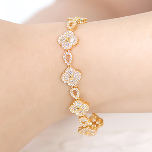 ブレスレット K18YG イエローゴールド ダイヤモンド 4.5ct クローバー ドロップ モチーフ テニスブレスレット ゴージャス ダイヤモンドブレス ダイヤブレスレット 四つ葉 豪華 レディース 