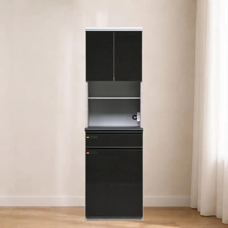 食器棚 オッド 60OP【黒木目・ムラミグレー】 幅60cm ダイニングボード 完成品 キッチン収納 スリム キッチンボード