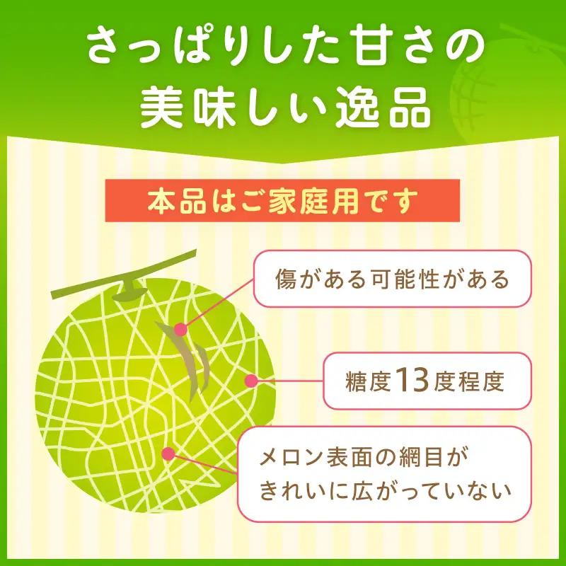 アールスメロン(マスクメロン) 2玉 3kg程度 糖度13度程度≪家庭用≫【配送不可地域：北海道・青森・秋田・岩手・沖縄・離島】【1354】