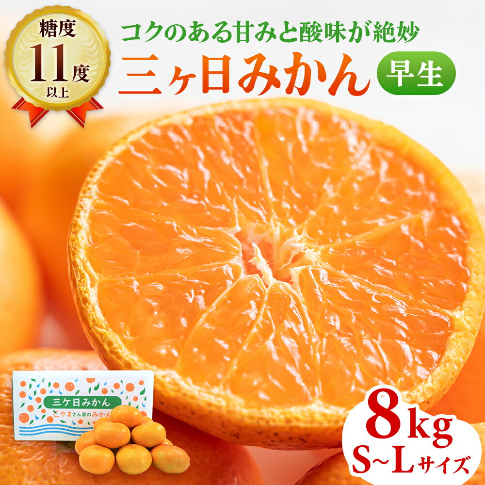 【ふるさと納税】三ヶ日みかん 早生 8kg S～L サイズ混在 12月上旬より順次発送 みかん ミカン 蜜柑 早生みかん 三ヶ日 果物 くだもの フルーツ 旬の果物 旬のフルーツ 柑橘 柑橘類 糖度 静岡 静岡県 浜松市　お届け：2025年11月下旬～2025年12月中旬