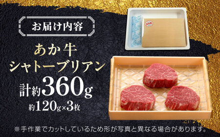 【数量限定】【GI認証】くまもとあか牛シャトーブリアン 約120g×3枚 和牛 熊本県 【有限会社 三協畜産】[AYCQ015]