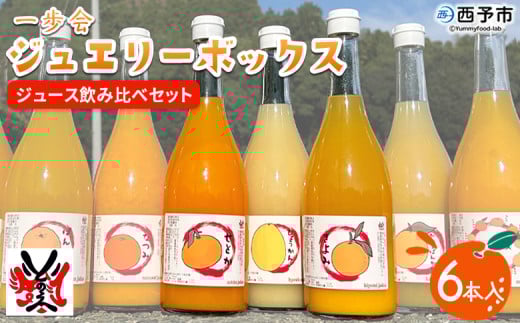 ＜一歩会 ジュエリーボックス ジュース飲み比べセット 720ml×6本入り（果汁100%ストレートジュース）愛媛 みかん＞ ミカン 柑橘 果物 フルーツ 特産品 渡江から一歩を踏み出す会 飲んで応援 愛媛県 西予市【常温】