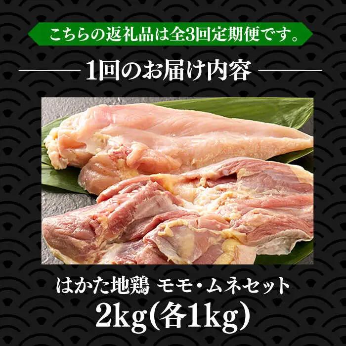 【全3回定期便】はかた地鶏モモムネセット 2kg VBB058 地鶏 定期便