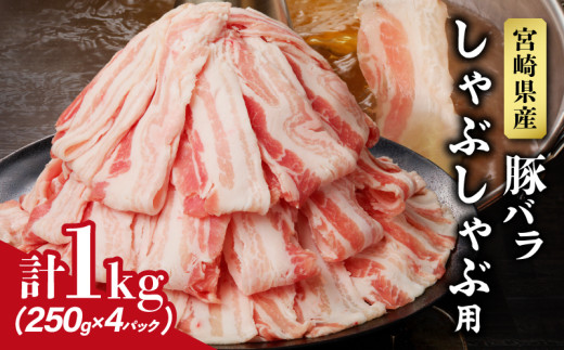 宮崎県産豚バラしゃぶしゃぶ用(計1kg) 肉 豚 豚肉 おかず 国産_T009-0131