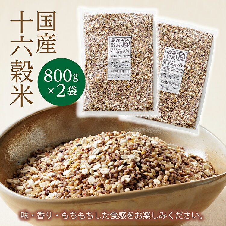 【ふるさと納税】高評価★4.89 国産 十六穀米 800g×2 永石農産 自慢の もち麦 をベースに 発芽玄米 押し麦 小豆 黒大豆 黒米 そば米 はと麦 など 16種類を バランス良く 贅沢 に ブレンド した 雑穀米 お米 に混ぜて炊くだけ b-364