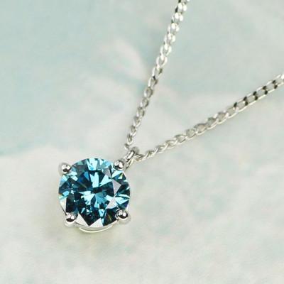ふるさと納税 大津市 プラチナ900【0.2ct ラボブルーダイヤモンドネックレス】クラウン王冠 優しい輝き ペンダント