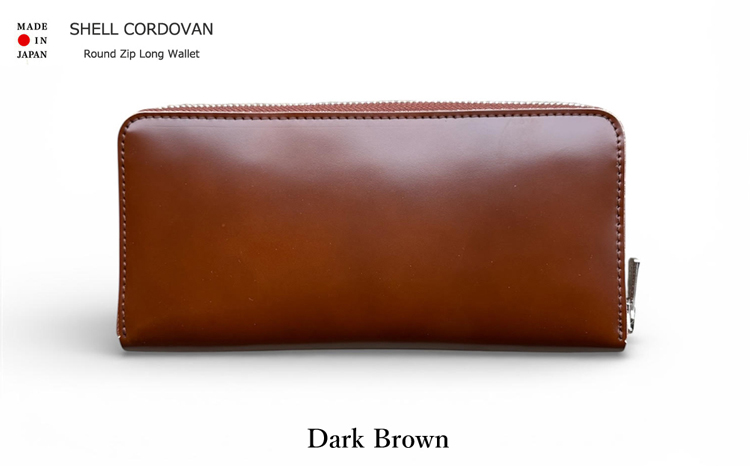 005-145　【ネイビー】【革のダイヤモンド】 A反 シェルコードバン ラウンドジップロングウォレット Made in Japan