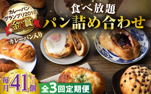 【全3回定期便】壱岐島満喫食べ放題 パック 41個 セット カレー パン ハード ステーキ 朝食 高級 詰め合わせ 《壱岐市》【パンプラス】[JEU014] ゴチになります ぐるナイ 壱岐牛