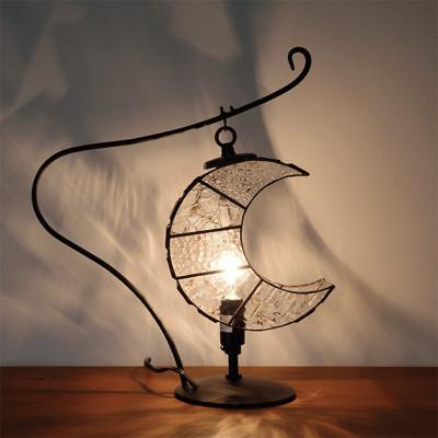 ふるさと納税 瀬戸市 Nijiiro Lamp ステンドグラスのテーブルランプ　月 クリアー |  | 01