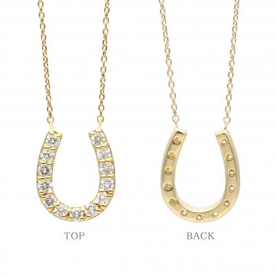 ふるさと納税 甲府市 K18イエローゴールド　馬蹄ダイヤモンドネックレス(0.32ct)63-8553 |  | 01