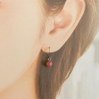 ふるさと納税 野田村 バラ輝石　ピアス(シルバー) |  | 01