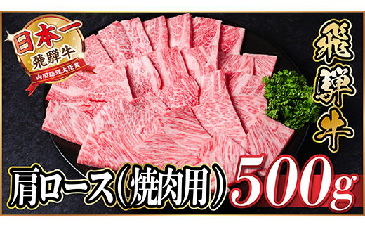 レビューキャンペーン実施中!飛騨牛　厳選肩ロース(焼肉・BBQ用)500g　A4～A5等級【冷凍便】【配送不可地域：離島】