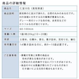 庭石 仁淀川石（60〜100mm）1袋（約20kg）川石 自然石 ごろた