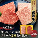 【ふるさと納税】【年内配送が選べる】2種食べ比べ ステーキ！ 飛騨牛 A5等級 ステーキ (サーロイン200g＋もも200g) 400g 発送時期が選べる 年内発送 黒毛和牛 ブランド牛 人気 おすすめ 真空パック 丹生川精肉 JJ008VP