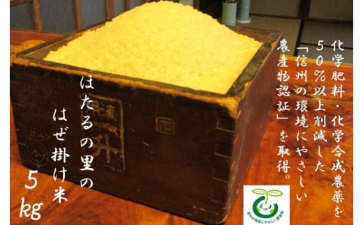 217 ほたるの里の はぜ掛け米 5ｋｇ 合鴨農法 /ほたるの里農園/ 令和６年産 数量限定 低農薬 認定米 信州 長野県 辰野町 原産地呼称管理委員会 米官能審査会 令和６年度 合格 農家直送 精米後すぐ発送 白米 美味しい 安心 天日乾燥 鮮度保存 リピーター続出