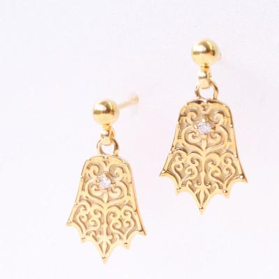ふるさと納税 山梨県 【Do_goods】古墳時代の造形美『棘葉形杏葉』ダイヤモンド シルバーピアス 659-874-D