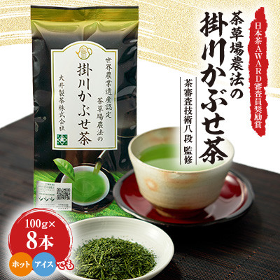 日本茶AWARD2021審査員奨励賞! 世界農業遺産認定　茶草場農法の掛川かぶせ茶100g×8本【配送不可地域：離島・沖縄県】