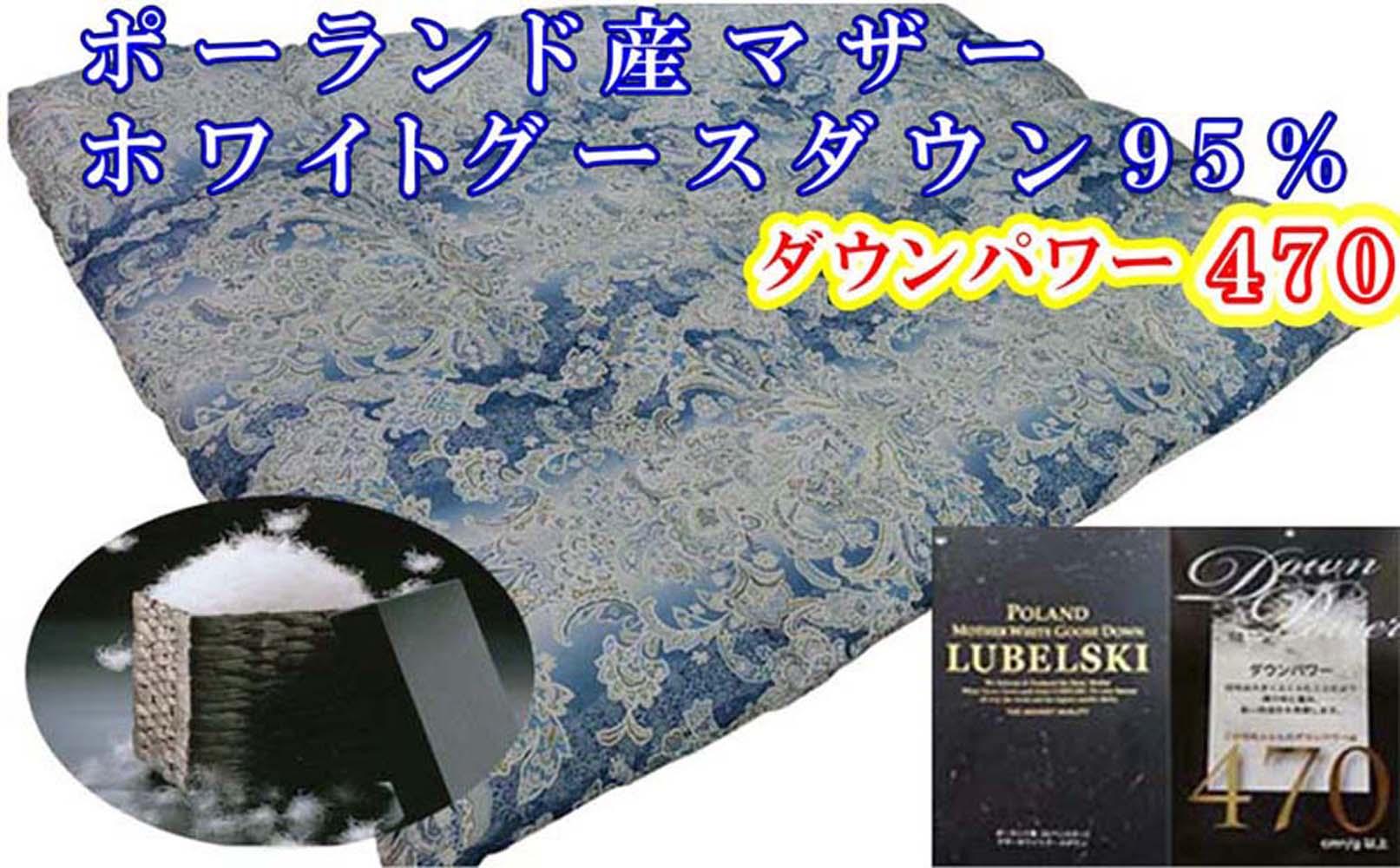 羽毛掛け布団 シングル【ポーランド産マザーグース９５％】１５０×２１０ｃｍ【ダウンパワー４７０】ブルー羽毛布団
