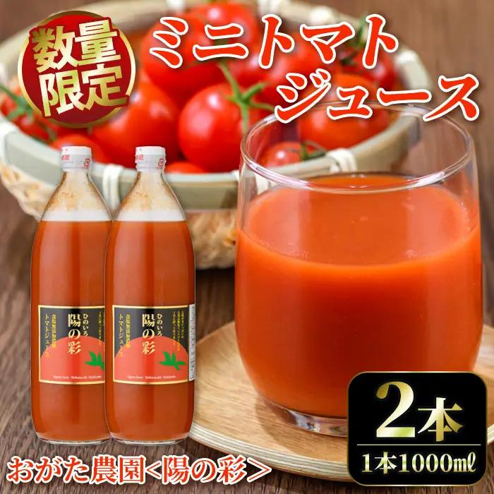 陽の彩 ミニ トマトジュース 1000ml×2本 北海道 士別市【おがた農園】 B7040