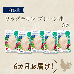 【 定期便 / 6ヶ月 】サラダチキン (プレーン味) 100g ×5袋 (500g×6回) 冷凍 フランス赤鶏 皮なしむね肉 国産 鶏肉 機能性表示食品 pH調整剤不使用 リン酸塩不使用 増粘剤不使