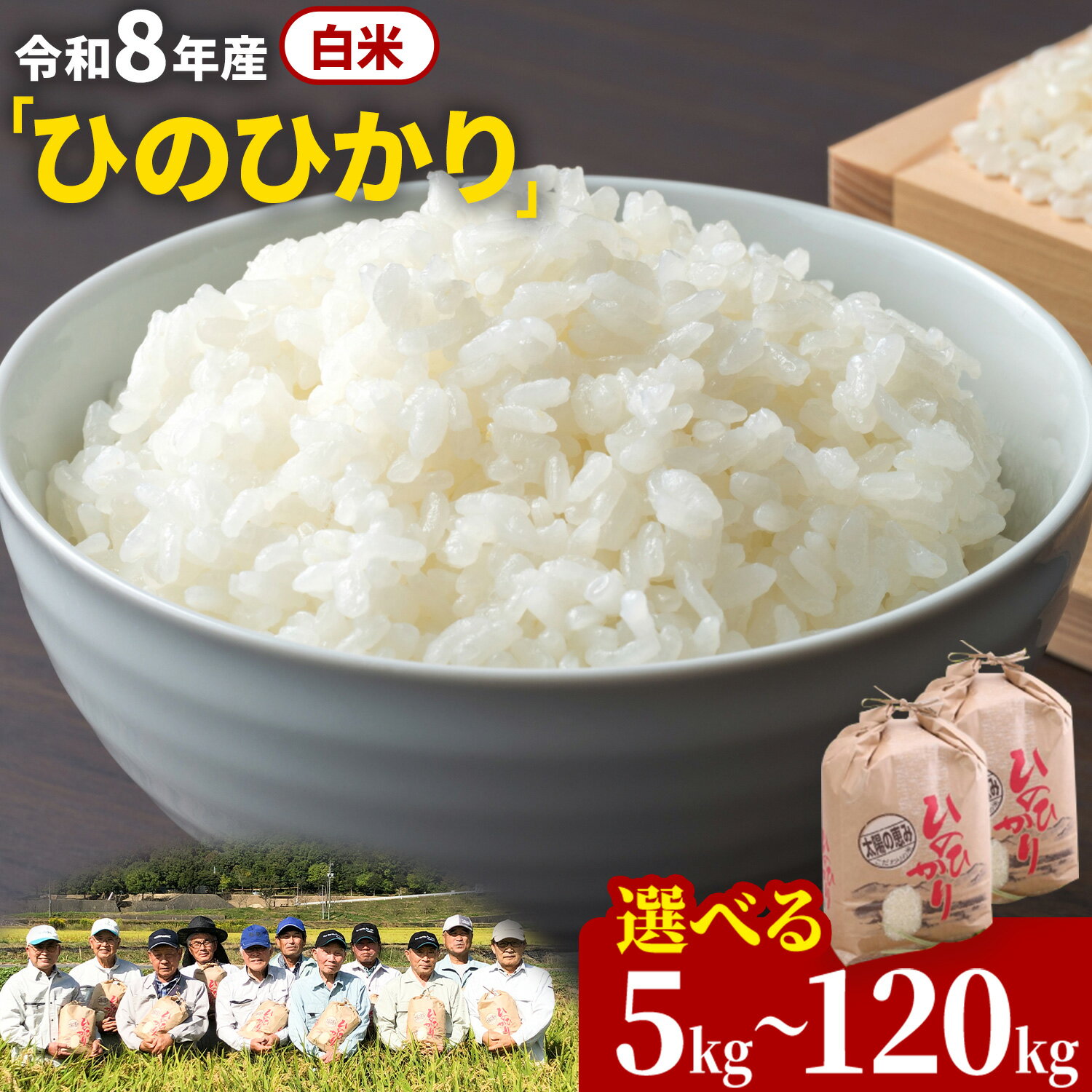 【ふるさと納税】【令和8年産 予約受付】白米 岡山県産 ひのひかり 笠岡産 選べる 内容量 回数 5kg 10kg 20kg 30kg 60kg 90kg 120kg 《10月下旬ごろより出荷開始予定》奥山営農 太陽の恵み O-16_白米