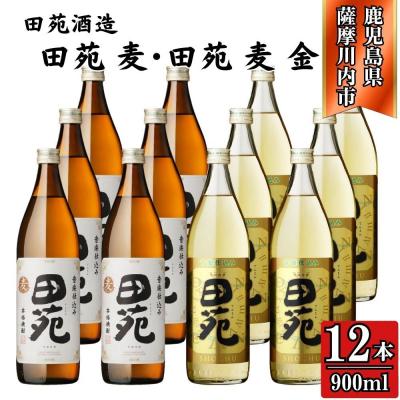 ふるさと納税 薩摩川内市 田苑白ラベル・田苑金ラベル 麦焼酎 25度 900ml×各6本(計12本) 田苑酒造 ESR-504