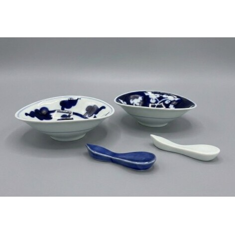 有田焼 安南唐草 俵小付 2客 / 箸置き 2個 計4点セット【泰山】食器 器 うつわ 和食器 醤油皿 豆皿 手描き 小鉢 ひさご 食洗機OK 電子レンジOK ey020_イメージ2