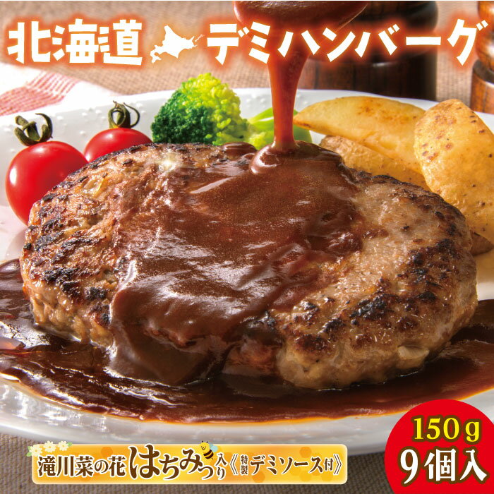 【ふるさと納税】北海道デミハンバーグ1食 200g 9セット 冷凍 北海道 滝川市 牛肉 豚肉 ハンバーグステーキ 生ハンバーグ 真空パック 個包装 お弁当 バーベキュー BBQ 惣菜 簡単 焼くだけ 小分け 北海道産玉ねぎ デミグラスソース ギフト 送料無料