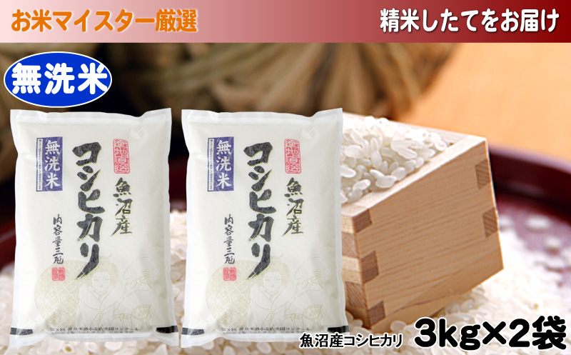 
[№5762-0899]【令和6年産　新米先行受付】【令和6年産】お米マイスター厳選魚沼産コシヒカリ(無洗米)6kg(3kg×2) 米 こしひかり お米 魚沼産コシヒカリ 新潟 魚沼 こめ コメ
