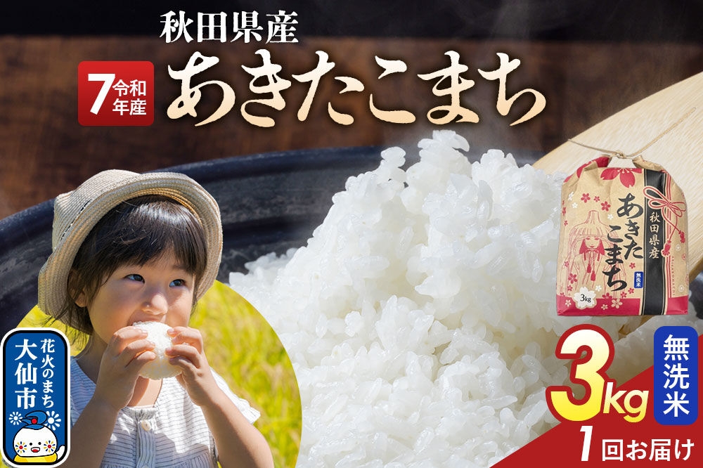 
                  あきたこまち【無洗米】3kg 秋田県産 令和7年産 こまちライン 秋田県 大仙市産 [こまちライン あきたこまち ブランド米 お米 白米 精米 無洗米 米どころ 秋田 秋田県産]
                
