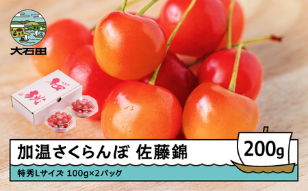 加温 さくらんぼ 佐藤錦 特秀Lサイズ 200g（100g×2）プレゼント ギフト ダイヤパック 2026年産 令和8年産 山形県産 ns-sntdp200 ※沖縄・離島への配送不可
