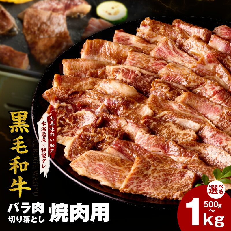 【ふるさと納税】黒毛和牛 バラ 切り落とし 選べる 内容量 500g / 1kg 焼肉用 氷温熟成 特製ダレ 味付け 焼くだけ 簡単調理 BBQ 牛肉 和牛 小分け チャーハン 焼肉丼 アレンジ ごはんのお供 おかず お取り寄せグルメ 大阪府 泉佐野市 送料無料 肉の泉佐野