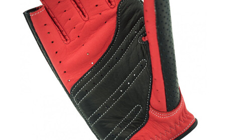 【ブラック×レッド/SS】ドライビンググローブ 補強付 ロングフィンガー  カカザン  CACAZAN 革手袋 レザーグローブ メンズ レディース 鹿革 ディアスキン 補強付【 クルマ 車 ドライブ 