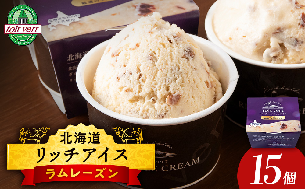 リッチアイスクリーム 香り高い魅惑のラムレーズン 15個セット（100ml）アイス スイーツ おやつ 冷凍 食べ比べ